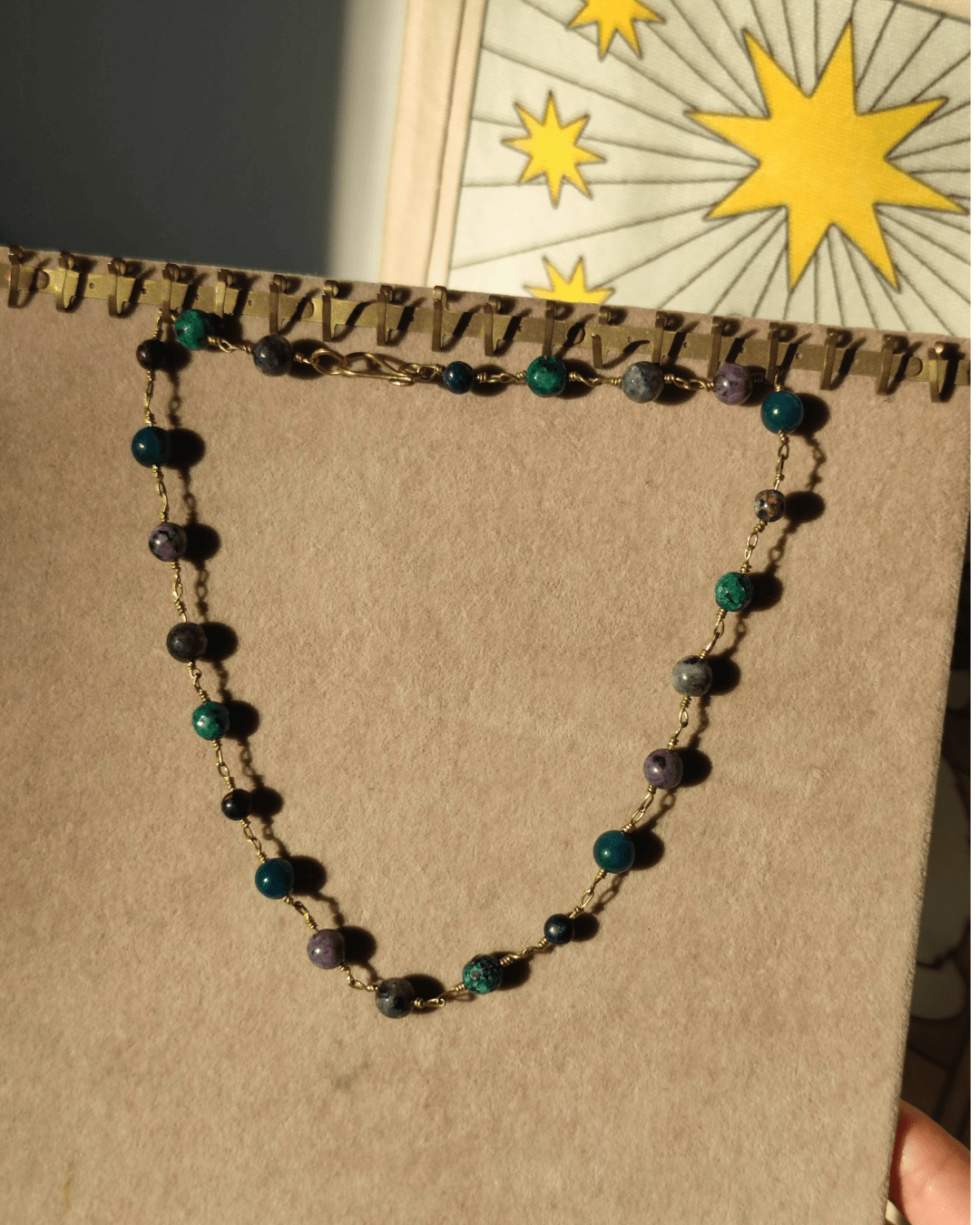 Invest in our handmade Brass Multi-Stone Beaded Choker & Wrap Bracelet from our Handcrafted Crystal Jewelry Collection in Lebanon at Sacred!