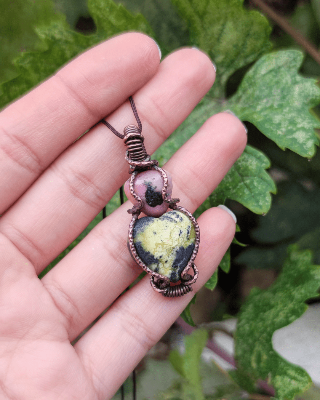 Experience Deep Alignment with our Andalouse! Invest in our Rhodonite & Serpentine Necklace in Lebanon at Sacred!