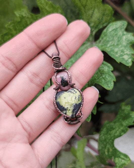 Experience Deep Alignment with our Andalouse! Invest in our Rhodonite & Serpentine Necklace from our Energy Cleansing Jewelry in Lebanon at Sacred!