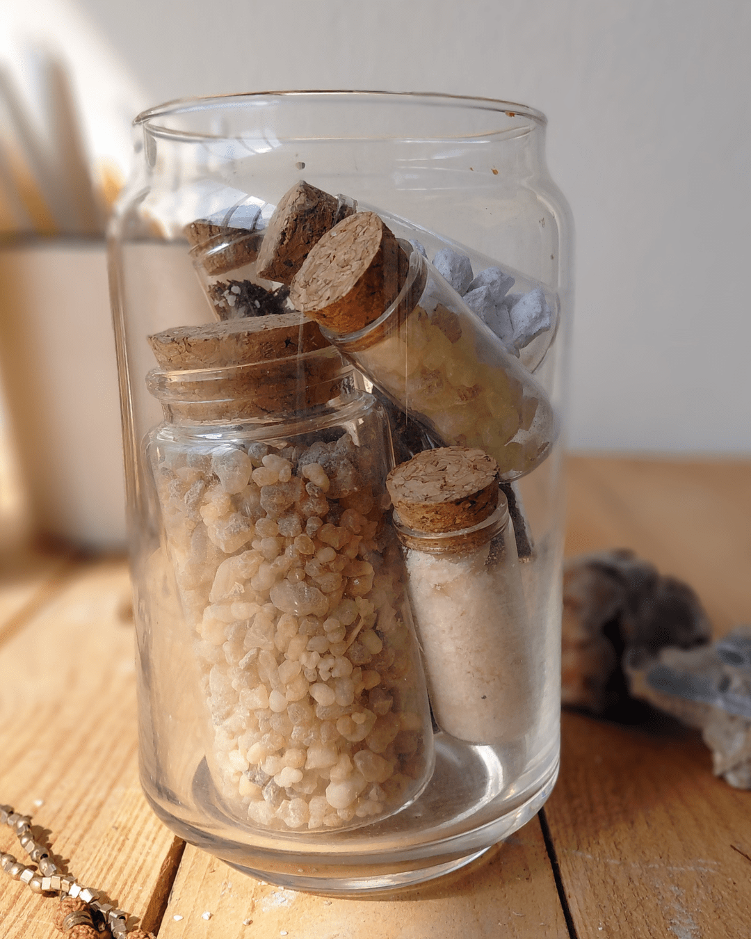 Invest in our Apothecary Jar featuring 6 ritual-grade incense resins. Perfect for your smudging rituals in Lebanon at Sacred!