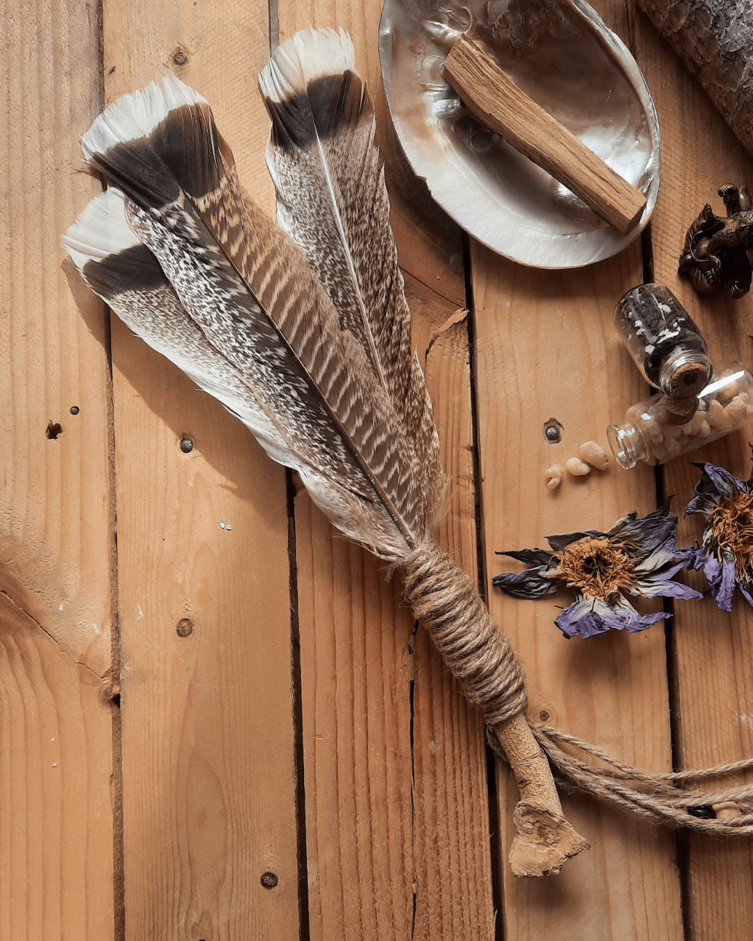 Basic Smudging Wand with Heart Shaped Branch - Sacred