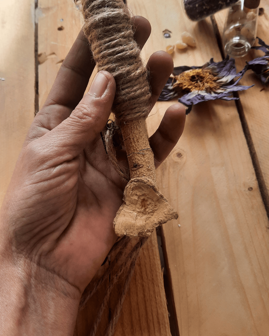 Basic Smudging Wand with Heart Shaped Branch - Sacred