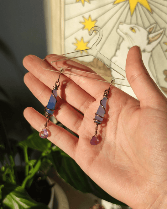 Blue Drop • Agate & Amethyst Earrings in Lebanon at Sacred