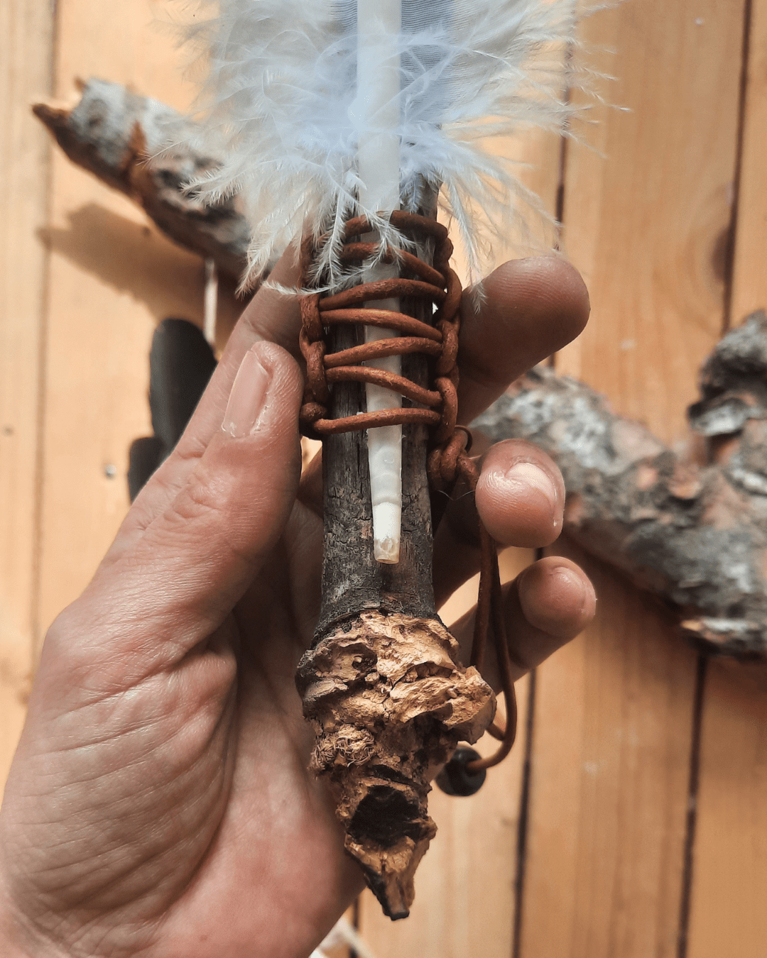 Blue Single Feather Smudging Wand - Sacred