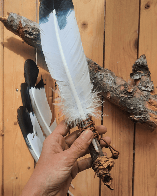 Blue Single Feather Smudging Wand - Sacred