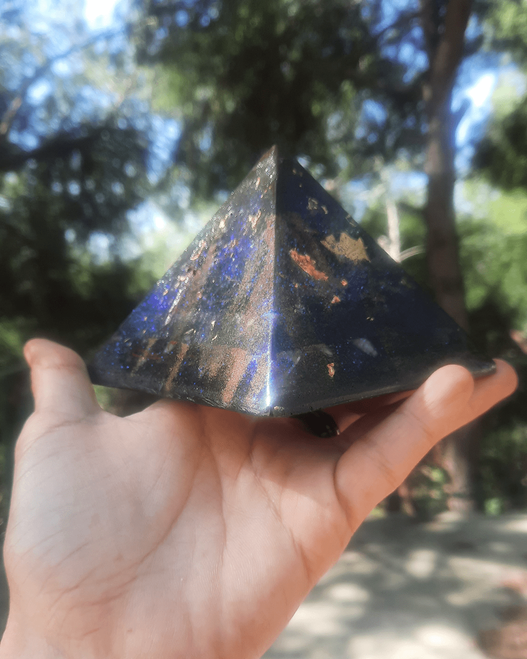 Deep Blue Galaxy - Orgonite Pyramid - Sacred