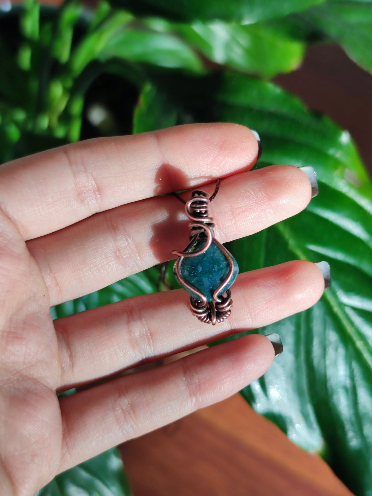 Connect with Nature's Rhythm with Glen. Invest in our Moss Agate Pendant from our Handcrafted Copper Pendant Collection in Lebanon at Sacred!