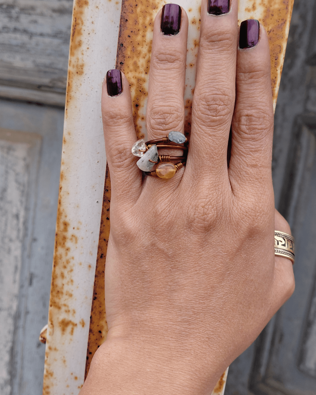 Set your Intention & my intuition will choose your stack. Invest in our Intuitive Mystery Stacking Adjustable Copper Crystal Rings in Lebanon at Sacred.