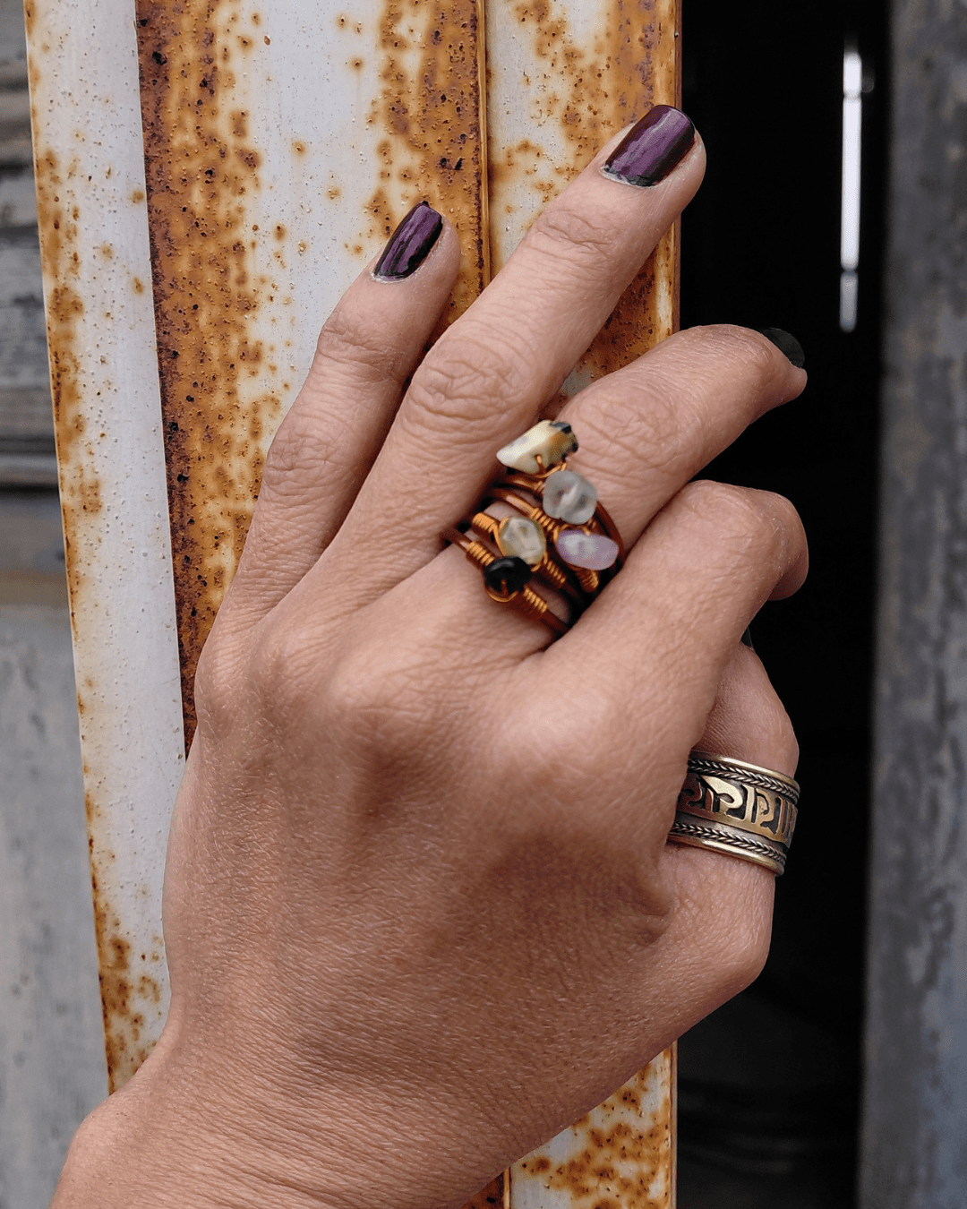 Set your Intention & my intuition will choose your stack. Invest in our Intuitive Mystery Stacking Adjustable Copper Crystal Rings in Lebanon at Sacred.