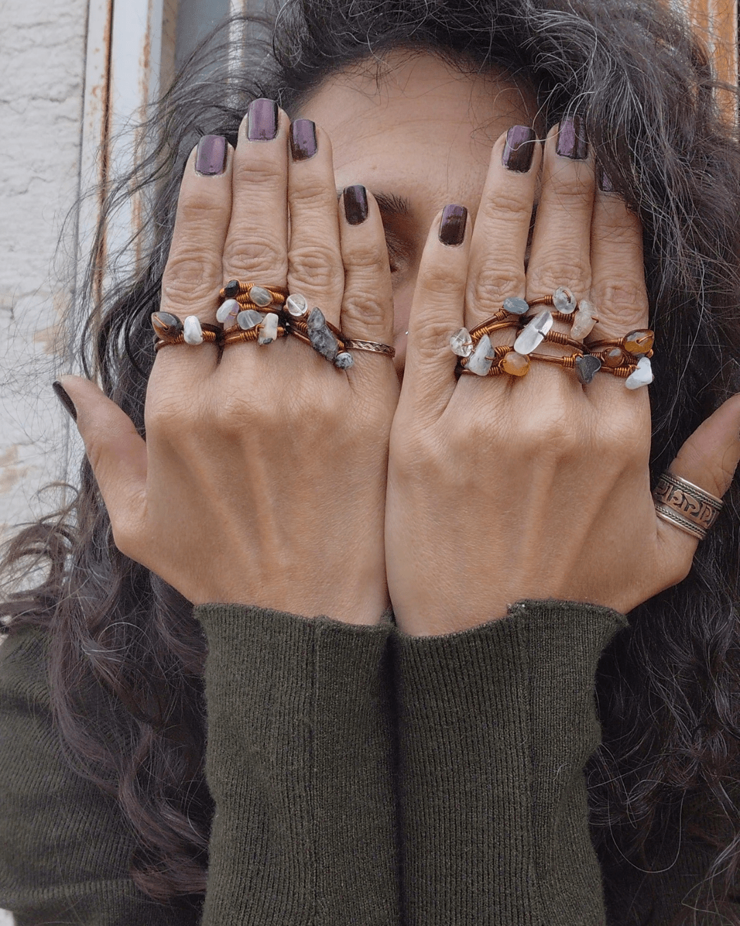 Set your Intention & my intuition will choose your stack. Invest in our Intuitive Mystery Stacking Adjustable Copper Crystal Rings in Lebanon at Sacred.