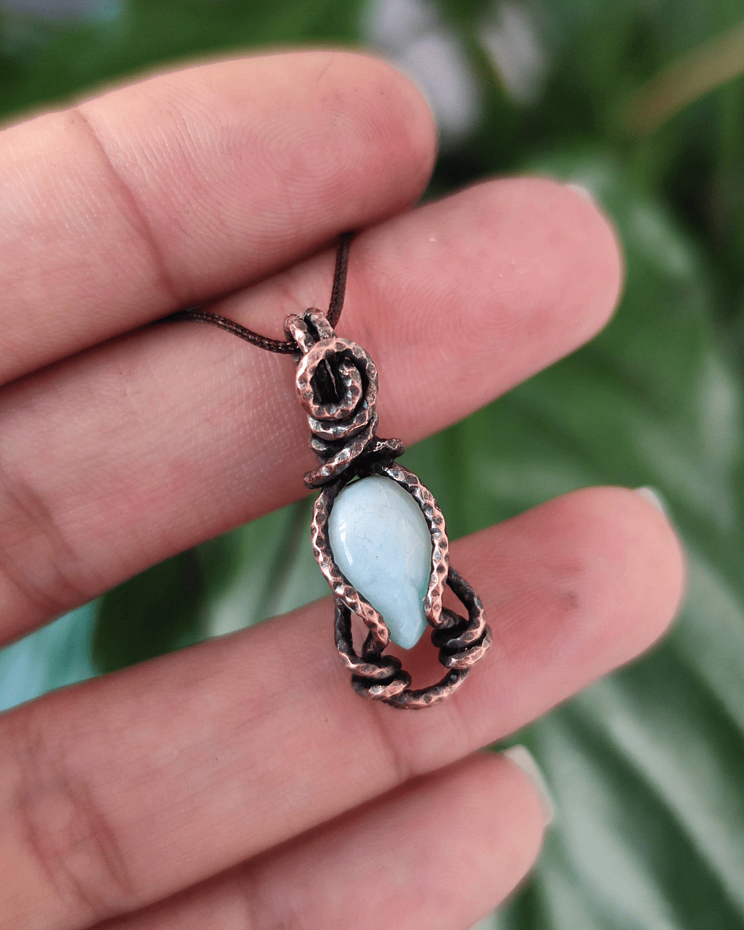 Invest in our Mini Crystal Pendants • The Blue Edition from our Crystal Wrapped in Copper Jewelry in Lebanon at Sacred!
