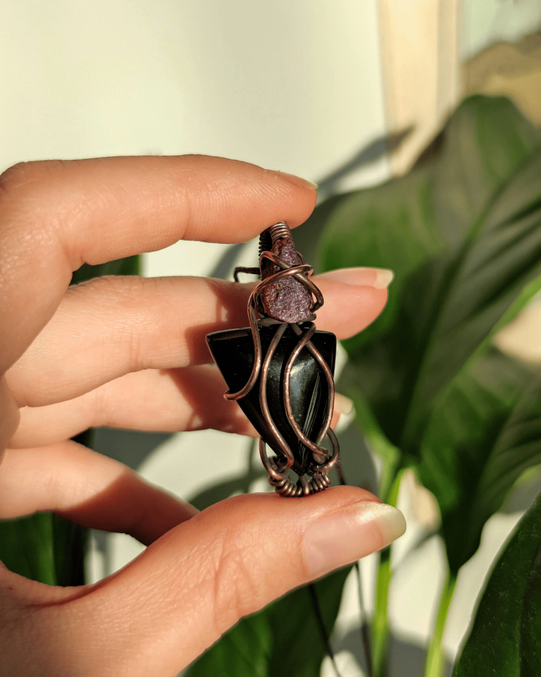 Awaken your fire with Magma. Invest in our Black Agate & Ruby Pendant from our handcrafted Copper Pendant Collection in Lebanon at Sacred!