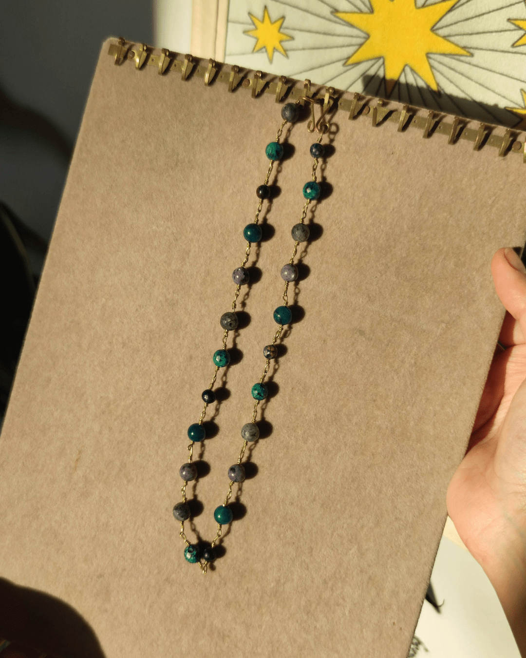 Invest in our handmade Brass Multi-Stone Beaded Choker & Wrap Bracelet from our Handcrafted Crystal Jewelry Collection in Lebanon at Sacred!
