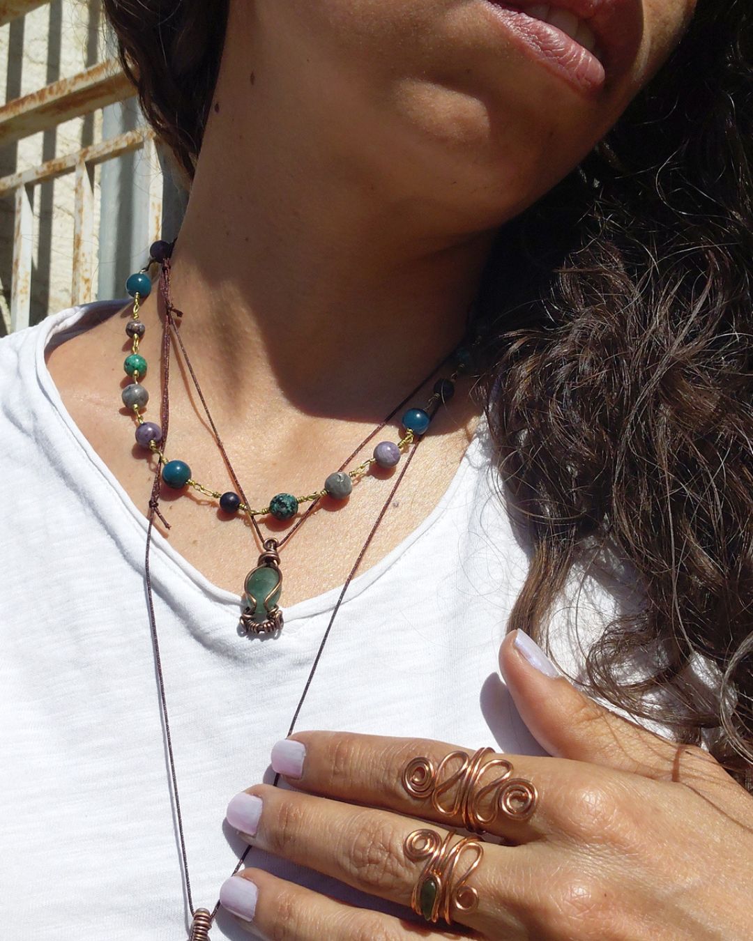 Invest in our handmade Brass Multi-Stone Beaded Choker & Wrap Bracelet from our Handcrafted Crystal Jewelry Collection in Lebanon at Sacred!