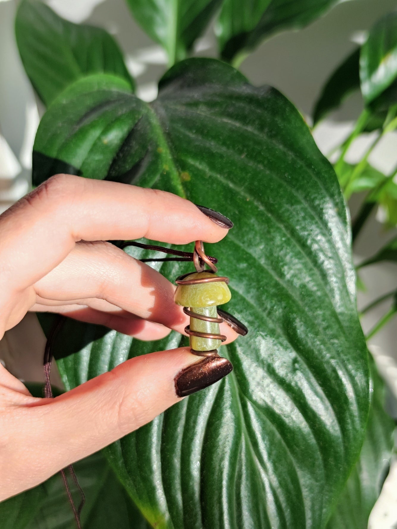 Invest in our Mushroom Crystal Pendant • for Transformation Wrapped in Copper Jewelry in Lebanon at Sacred!