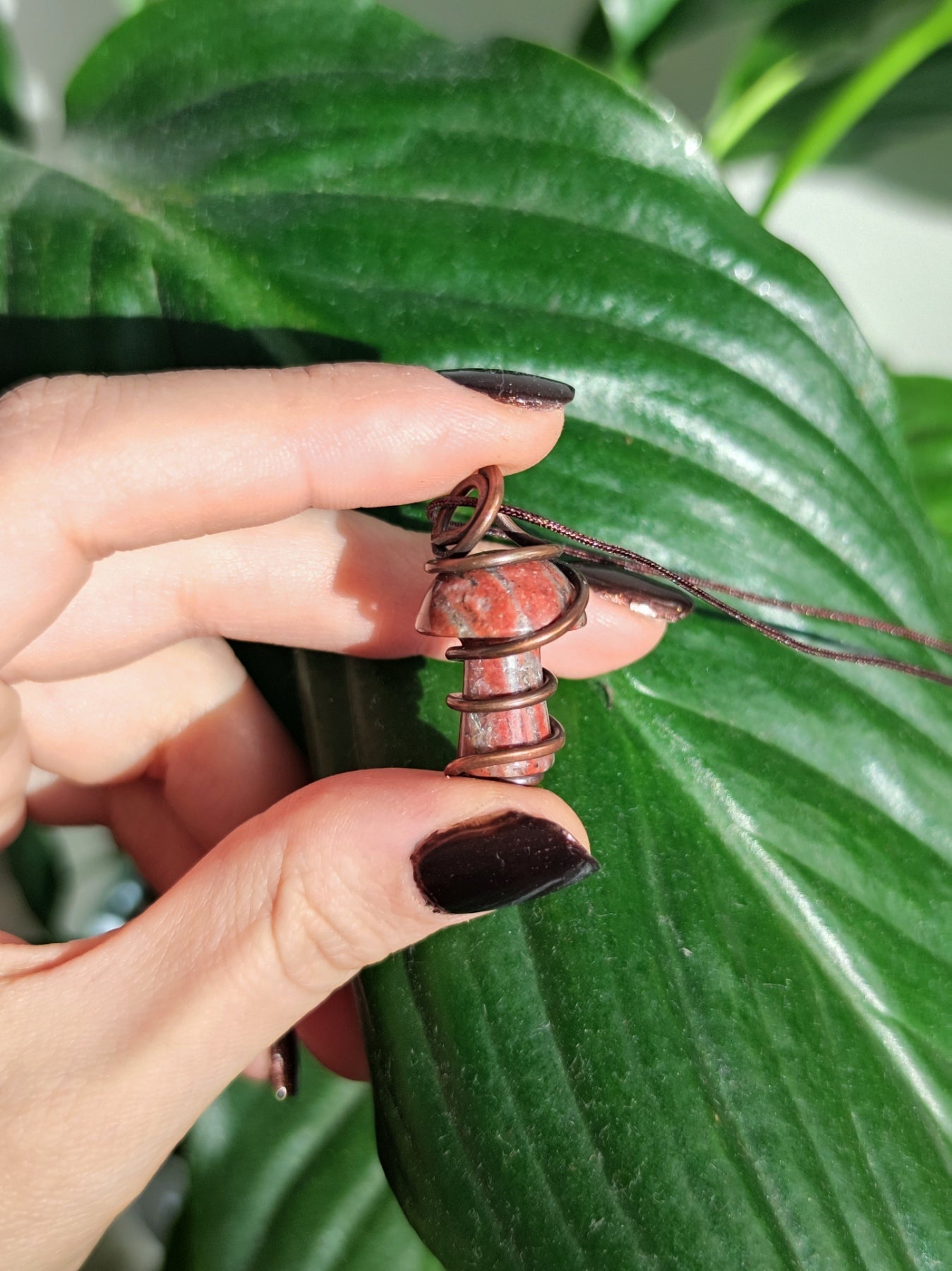 Invest in our Mushroom Crystal Pendant • for Transformation Wrapped in Copper Jewelry in Lebanon at Sacred!