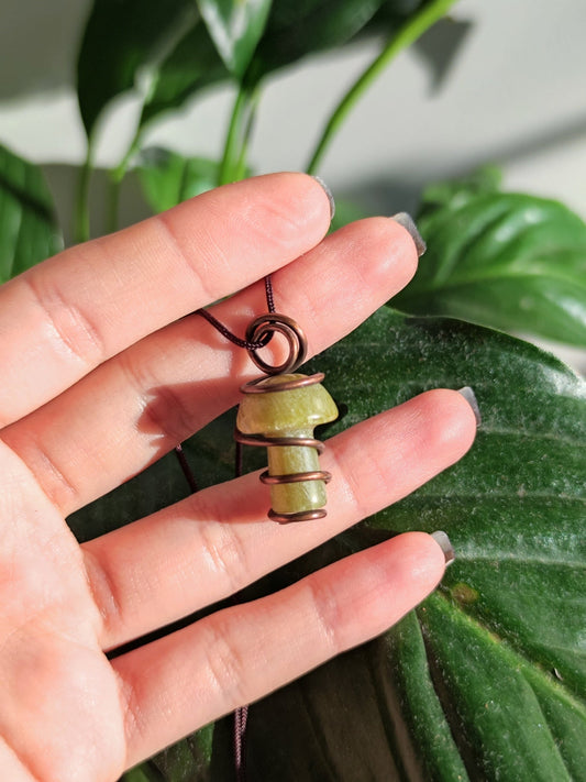 Invest in our Mushroom Crystal Pendant • for Transformation Wrapped in Copper Jewelry in Lebanon at Sacred!