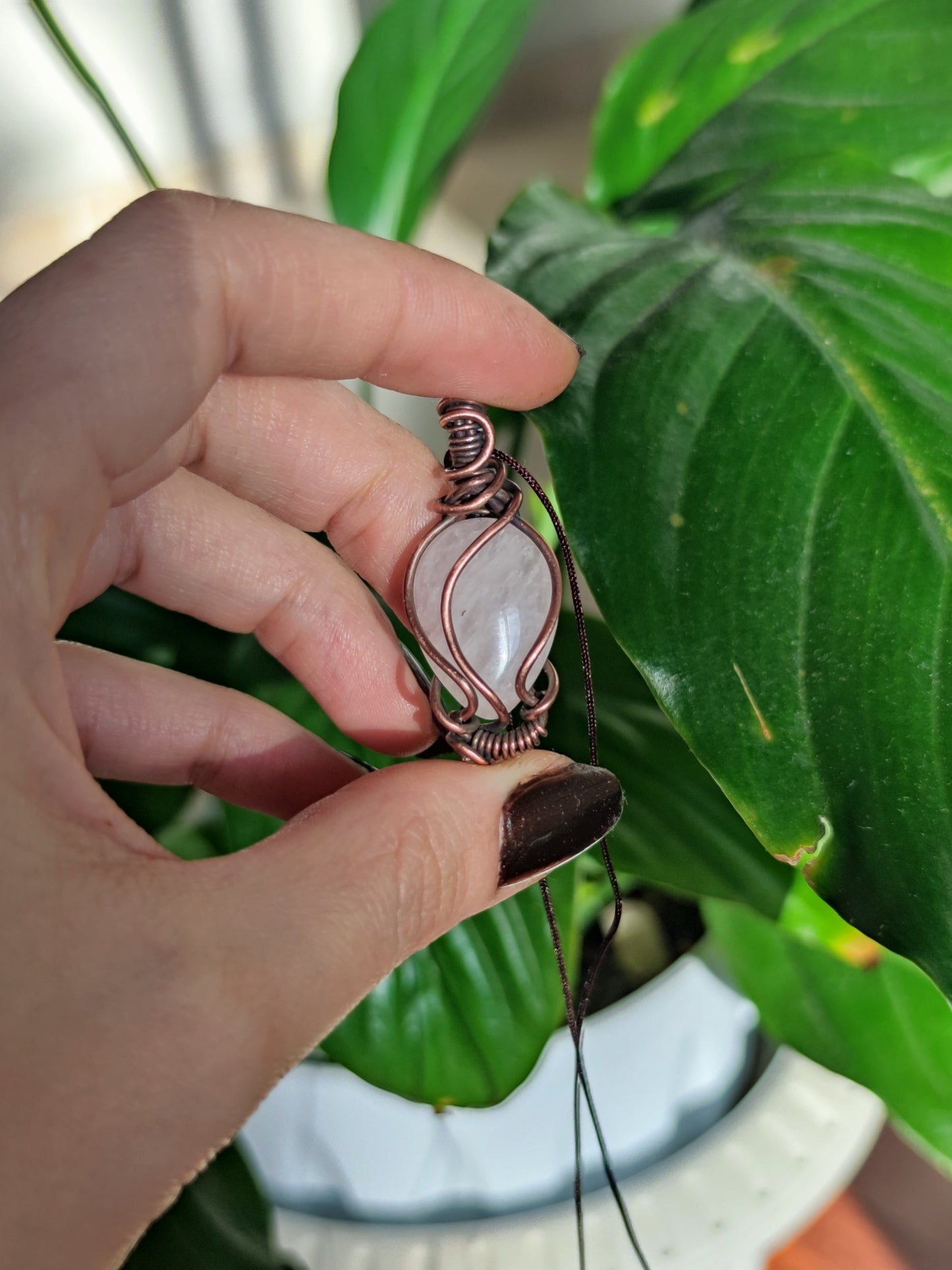 Tap into Unconditional Love with Petal! Invest in our Rose Quartz Necklace from our Handcrafted Copper Pendant Collection in Lebanon at Sacred!