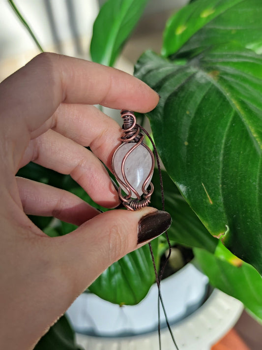Tap into Unconditional Love with Petal! Invest in our Rose Quartz Necklace from our Handcrafted Copper Pendant Collection in Lebanon at Sacred!