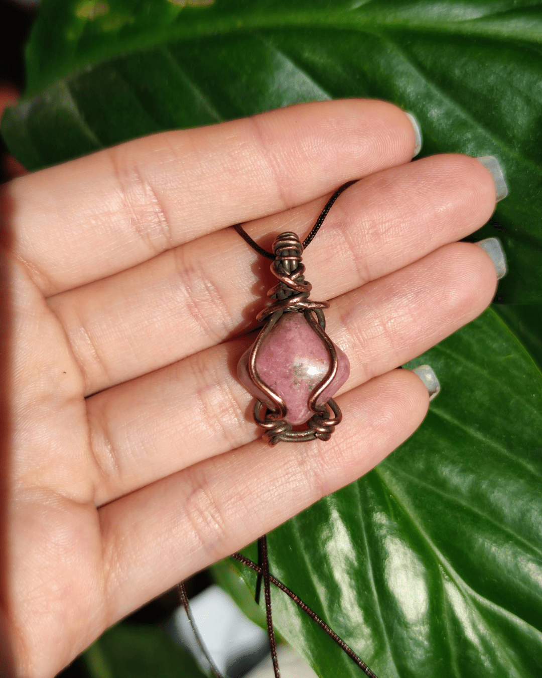 Reclaim your Sovereignty with Pink Highness. Invest in our natural Rhodonite Pendant from our Handcrafted Crystal Jewelry Collection  in Lebanon at Sacred.