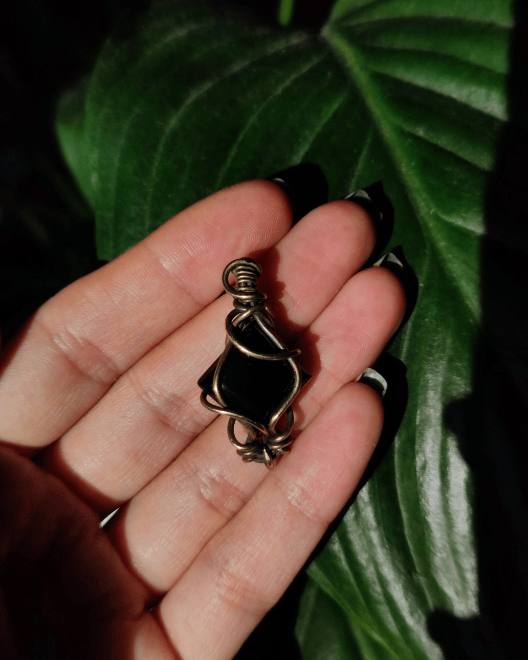 Invest in our Prism in Oxidized Brass • Black Agate Pendant from our Energy Cleansing Jewelry in Lebanon at Sacred!