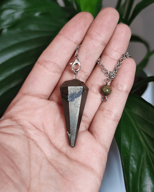 Invest in our Pyrite Pendulum • Stone of Manifestation from our wide variety of genuine Crystal Pendulums in Lebanon at Sacred!