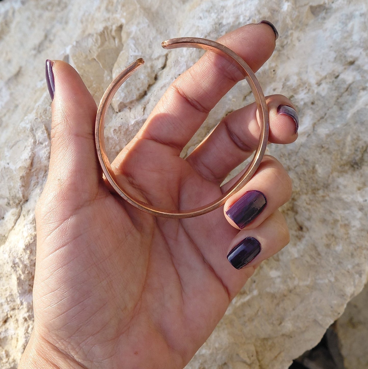 Close-up profile of the Basic Red Copper band bracelet from the Red Copper Bracelets collection in Lebanon at Sacred