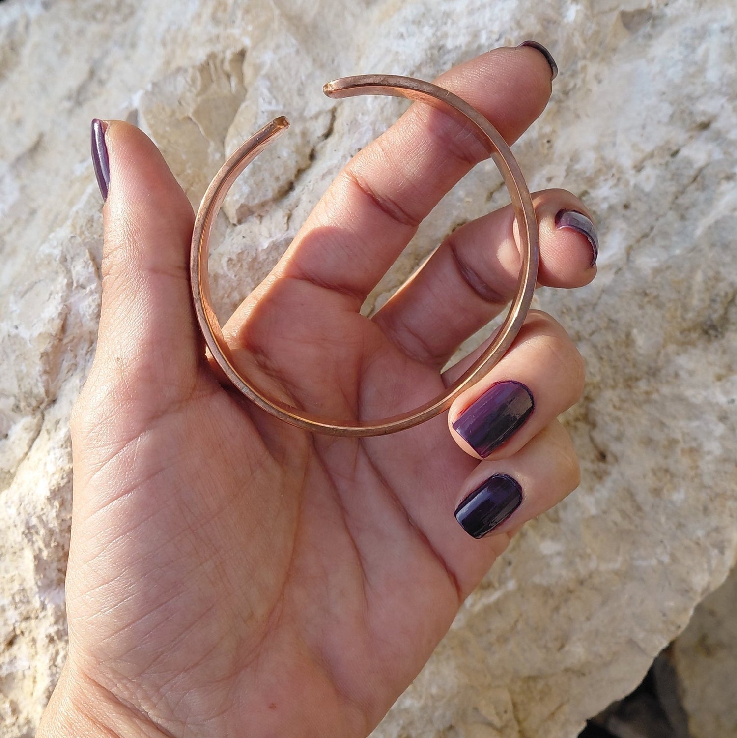 Close-up profile of the Basic Red Copper band bracelet from the Red Copper Bracelets collection in Lebanon at Sacred