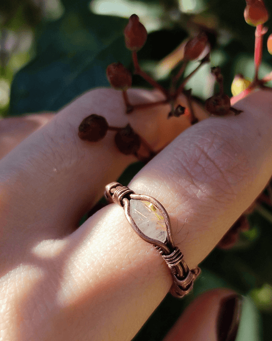 Rutilated Quartz Adjustable Ring - Sacred