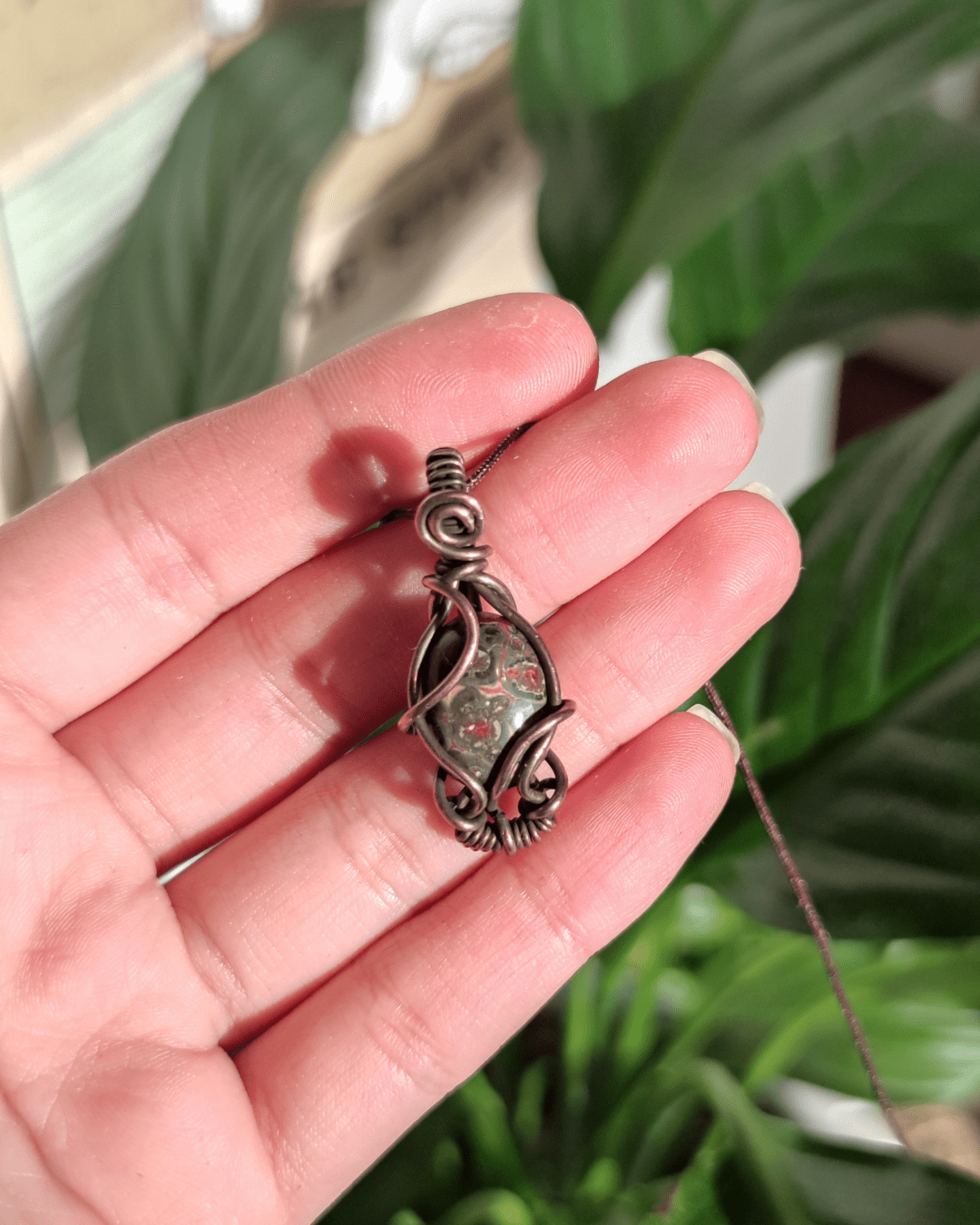 Invest in our Sauvage • Leopard Skin Jasper Necklace from our Energy Cleansing Jewelry Collection in Lebanon at Sacred.